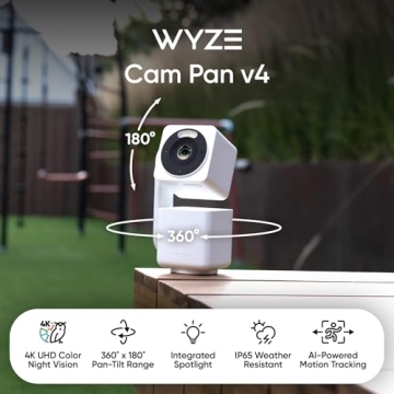 WYZE Cam Pan v4 – 4K Smart Indoor/Outdoor Security Camera with AI Motion Tracking and Night Vision