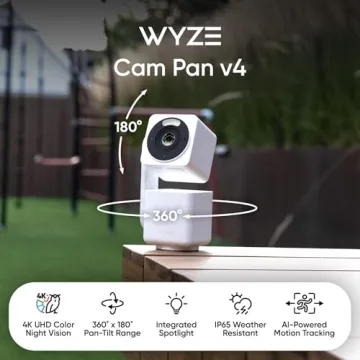 WYZE Cam Pan v4 – 4K Smart Indoor/Outdoor Security Camera with AI Motion Tracking and Night Vision