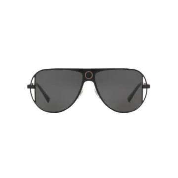 Versace Man Sunglasses Matte Black Frame, Dark Grey Lenses, 57MM