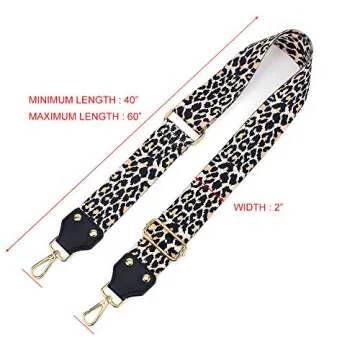 LIFEMATE Wide Bag/Purse Strap Replacement Crossbody Shoulder For Women Adjustable Jacquard Woven Cotton Guitar Strap Banjo Strap Style (Leopard Print)