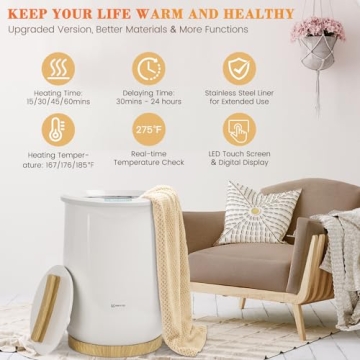 Keenray Upgraded Towel Warmer Bucket, Large Towel Warmer with 3 Heating Modes, Heat Time 30/45/60 Min Adjustable and Up to 24 Hour Delay Timer, Towel Heater for Oversize Bathrobes Blankets