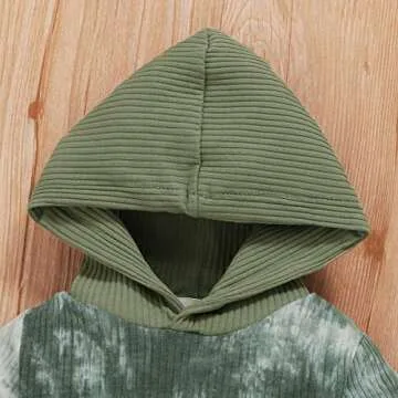 Baby Boys Pant Set Tie Dye Printed Long Sleeve Hoodie Tops+Pants Sweatshirt 2Pcs Outfits Fall Winter Clothes Set (Green, 12-18 Months)