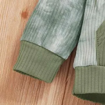 Baby Boys Pant Set Tie Dye Printed Long Sleeve Hoodie Tops+Pants Sweatshirt 2Pcs Outfits Fall Winter Clothes Set (Green, 12-18 Months)
