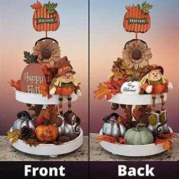 Elegant Two Tier Tray for Farmhouse Decor and More