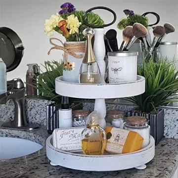 Elegant Two Tier Tray for Farmhouse Decor and More
