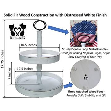 Elegant Two Tier Tray for Farmhouse Decor and More