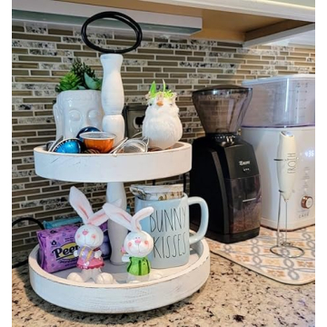 Elegant Two Tier Tray for Farmhouse Decor and More