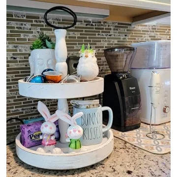 Elegant Two Tier Tray for Farmhouse Decor and More