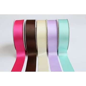 Ribbonitlux 1" Wide Double Face Satin Ribbon 25 Yards (850-Brown）, Set for Gift Wrapping, Party Decor, Sewing Applications, Wedding and Craft