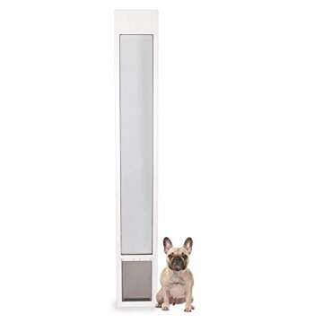PetSafe Doggy Door for Sliding Glass Doors, Adjustable Height 91 7/16" to 96", No-Cut DIY Install, Aluminum Panel, Ideal for Renters, for Medium Dogs Up to 40 lb, (White, Medium)