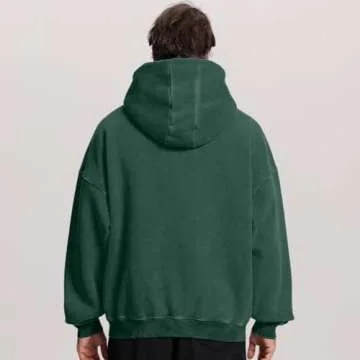 FAIABLE Unisex Oversized Acid Wash Zip Hoodie