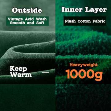 FAIABLE Unisex Oversized Acid Wash Zip Hoodie