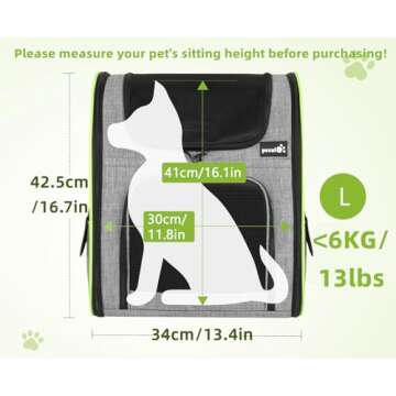 Pecute Cat Carrier Backpacks, Expandable Cat Backpack with Breathable Mesh, Pet Carrier Backpack for...