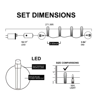 Joiedomi 271.98 FT Multicolor LED Christmas Lights