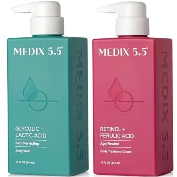 MEDIX 5.5 Exfoliating AHA Glycolic Acid Face & Body Scrub Cleanser + Retinol Moisturizing Body Cream...