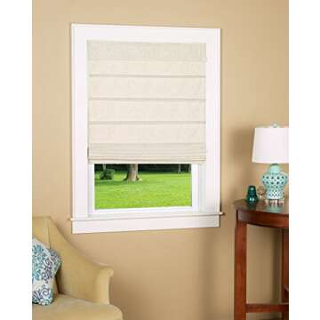 Green Mountain Vista Cosmo Linen Style Fabric Cordless Roman Shade - 31" W x 63" L - Room Darkening ...