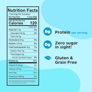 Plant-Based and Vegan Breakfast Cereal by Three Wishes - Unsweetened, 6 Pack - More Protein and Less Sugar Snack - Gluten-Free, Grain-Free - Non-GMO