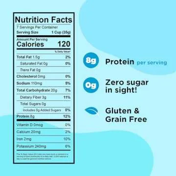 Plant-Based and Vegan Breakfast Cereal by Three Wishes - Unsweetened, 6 Pack - More Protein and Less Sugar Snack - Gluten-Free, Grain-Free - Non-GMO