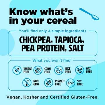 Plant-Based and Vegan Breakfast Cereal by Three Wishes - Unsweetened, 6 Pack - More Protein and Less Sugar Snack - Gluten-Free, Grain-Free - Non-GMO