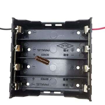 Ltvystore 18650 Battery Case Holder, 3 Pcs 4 Slots x 3.7V 14.8 Volt DIY Battery Storage Box, in Parallel Black Plastic Batteries Case for 4 x 18650