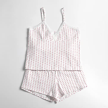 Seyurigaoka Women's Cute 2 Piece Lace Pajama Set