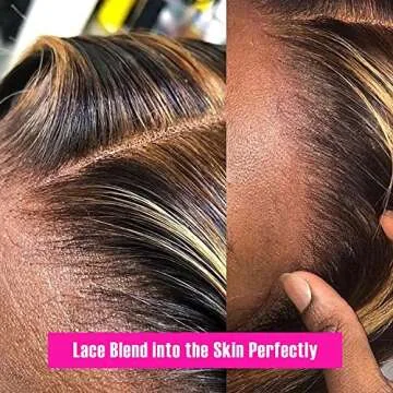 ABALON Honey Blonde Body Wave Lace Front Wigs Human Hair Pre Plucked with Baby Hair Colored Highlight Ombre 13x4 HD Transparent P4/27 180% Density Lace Fontal Wigs for Women Natural Hairline 24Inch
