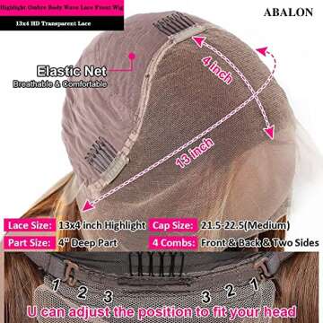 ABALON Honey Blonde Body Wave Lace Front Wigs Human Hair Pre Plucked with Baby Hair Colored Highlight Ombre 13x4 HD Transparent P4/27 180% Density Lace Fontal Wigs for Women Natural Hairline 24Inch