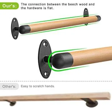 SELEWARE Indoor Wooden Handrail with Metal Brackets for Safety