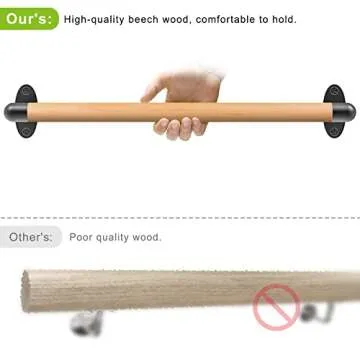 SELEWARE Indoor Wooden Handrail with Metal Brackets for Safety