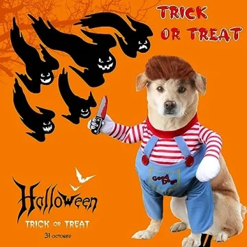 Funny Deadly Doll Dog Costume for Halloween Fun