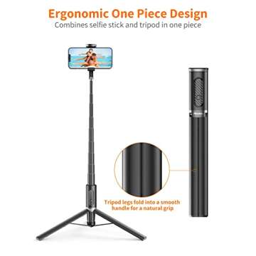 AVOSDER 60'' Selfie Stick & Tripod Stand, All in One Extendable Cell Phone Tripod with Bluetooth Remote, Portable Travel Tripod Compatible with iPhone 13 Pro Max, 13 Pro, 12 Pro Max, 11 & Android
