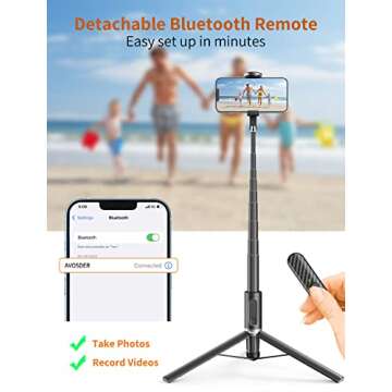 AVOSDER 60'' Selfie Stick & Tripod Stand, All in One Extendable Cell Phone Tripod with Bluetooth Remote, Portable Travel Tripod Compatible with iPhone 13 Pro Max, 13 Pro, 12 Pro Max, 11 & Android