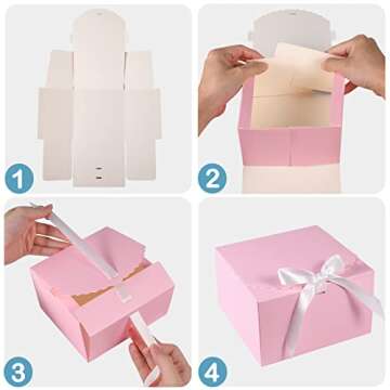 WholeMy Pink Gift Boxes 10 Pack 8x8x4 Inches, Gift Boxes with Lids for Presents, Bridesmaid Proposal Box, Pink Gift Box for Birthday, Wedding, Baby Shoer, Valentine, Christmas