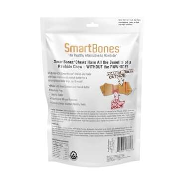 SmartBones Mini Chews With Real Peanut Butter 24 Count, Rawhide-FreeChews For Dogs (Packaging May Va...