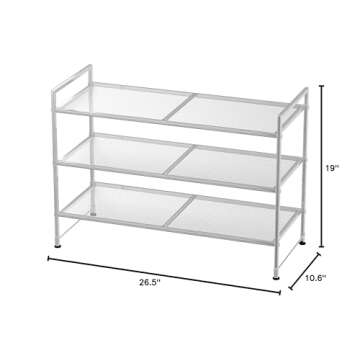Simple Houseware 3-Tier Stackable Shoe Shelves Storage Utility Rack, Silver
