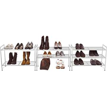 Simple Houseware 3-Tier Stackable Shoe Shelves Storage Utility Rack, Silver