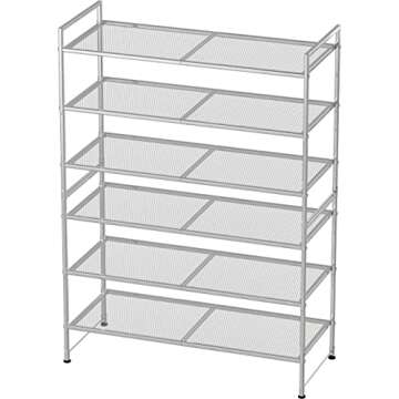 Simple Houseware 3-Tier Stackable Shoe Shelves Storage Utility Rack, Silver