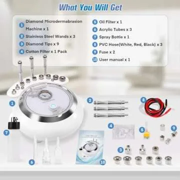 3 in 1 Diamond Microdermabrasion Machine, TopDirect Facial Skin Care Salon Equipment w/Vacuum & Spray (Strong Suction Power: 65-68cmhg)