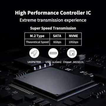 SSK Aluminum M.2 to USB NVMe SATA SSD Enclosure Reader, Tool-Free USB 3.2 Gen 2 10Gbps NVMe PCI-E 6Gbps SATA M-Key / B+M Key Solid State Drive External Adapter With UASP Trim, for SSDs 2242 2260 2280