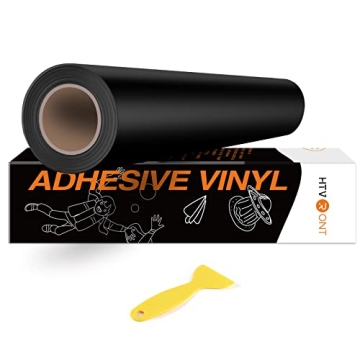HTVRONT Black Permanent Vinyl, Black Adhesive Vinyl for Cricut - 12" x 40 FT Black Vinyl Roll for Cr...