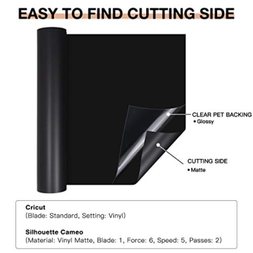 HTVRONT Black Permanent Vinyl Roll for Crafting and Decals