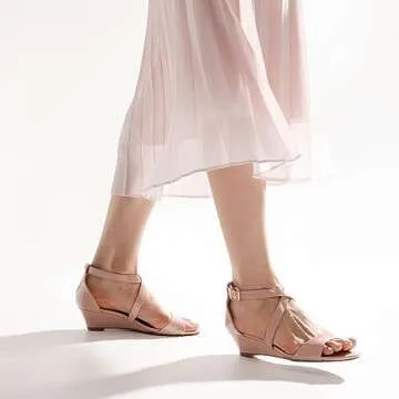 Stylish DREAM PAIRS Women's Jones Wedge Sandals in Nude