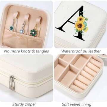 Personalized Sunflower Jewelry Case for Women and Teens