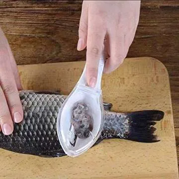 Fast Remove Fish Skin Brush Plastic Fish Scales Graters Scraper Easy Kitchen Cleaning Tool (Blue)