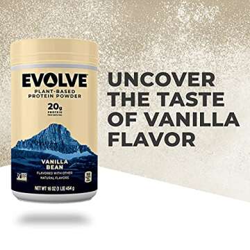 Evolve Plant Based Protein Powder, Vanilla Bean, 20g Vegan Protein, Dairy Free, No Artificial Flavors, Non-GMO, 3g Fiber, 1.59oz Packets (5 Pack) (Packaging May Vary)