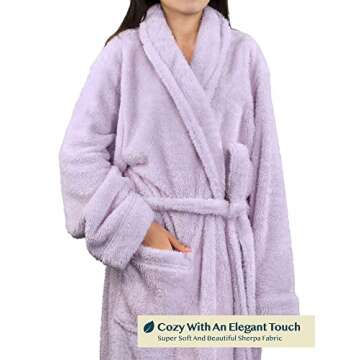 PAVILIA Premium Womens Plush Soft Robe Fluffy, Warm, Fleece Sherpa Shaggy Bathrobe (2XL/3XL, Lavender)