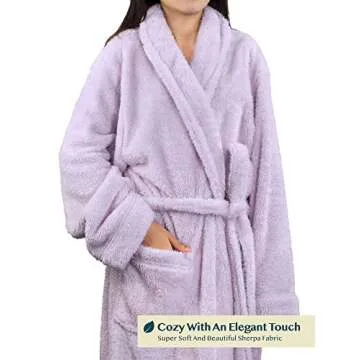 PAVILIA Premium Womens Plush Soft Robe Fluffy, Warm, Fleece Sherpa Shaggy Bathrobe (2XL/3XL, Lavender)