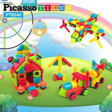 PicassoTiles 240pcs 3D Building Blocks for Kids