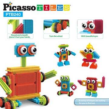 PicassoTiles 240pcs 3D Building Blocks for Kids