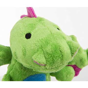 goDog Bubble Plush Skinny Dragons Squeaky Plush Dog Toy, Chew Guard Technology - Green, Large